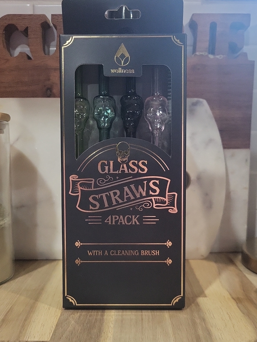 NEW💀 Glass Skull Straws 4-Pack - Multicolor